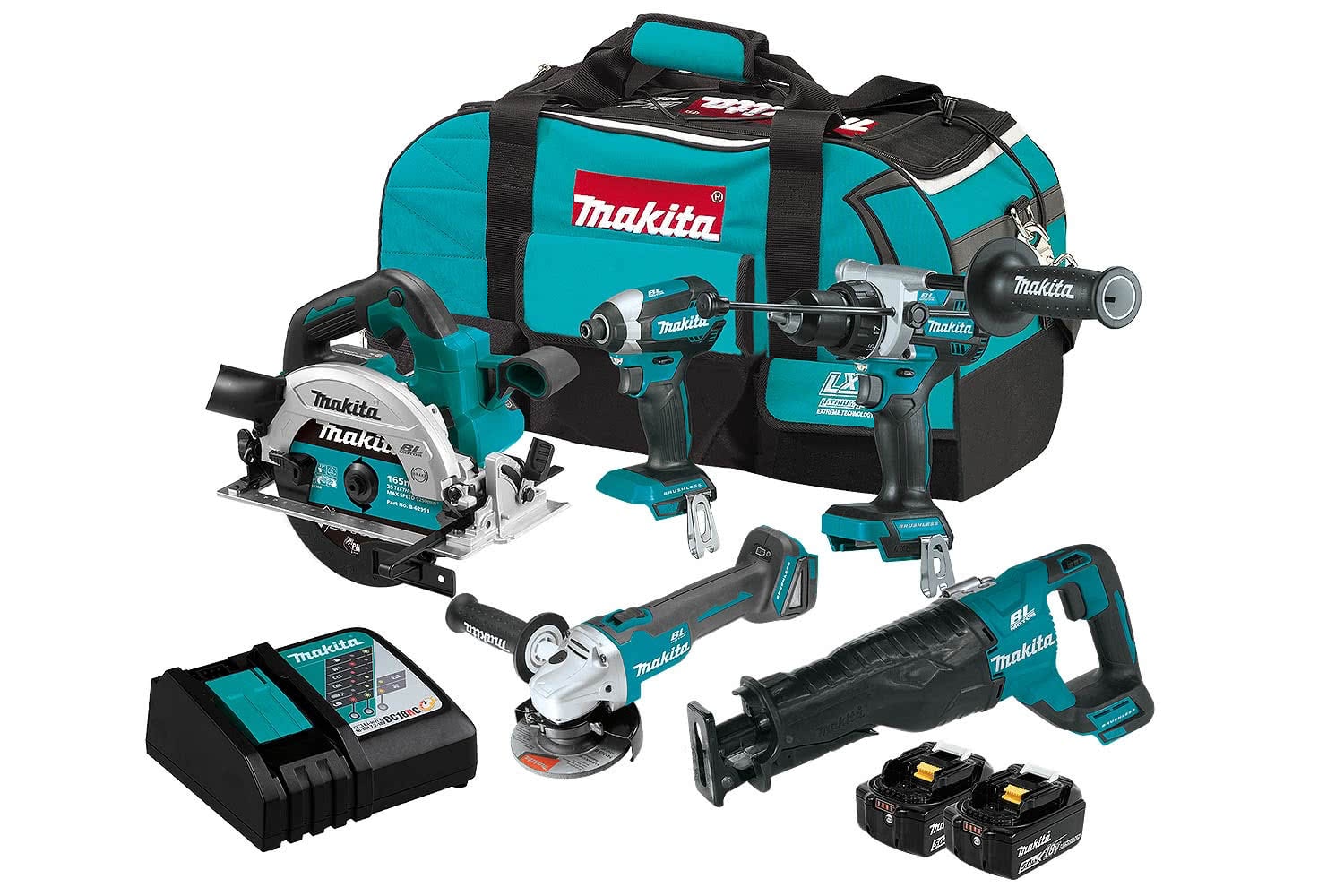 Makita Product Details DLX5064TX1 18V LXT Brushless 5 Pc Combo Kit