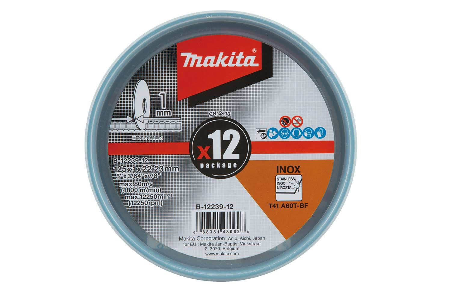 マキタmakita Makita - Accessory Details - 125 x 1mm Thin Cutting Wheel 12Pcs (B