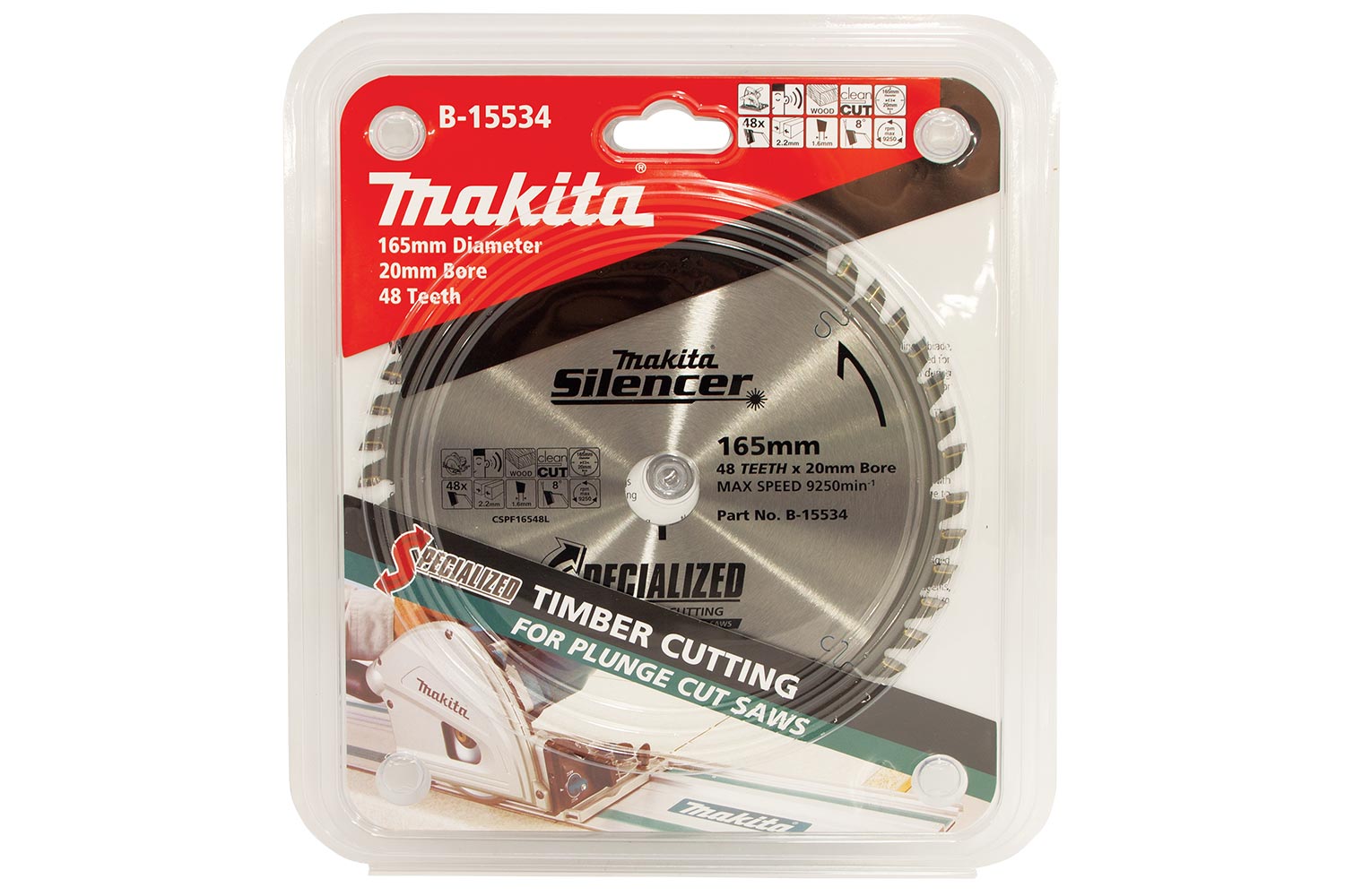 Makita - Accessory Details - 165mm 48t Tct Wood Circular Saw Blade (b 