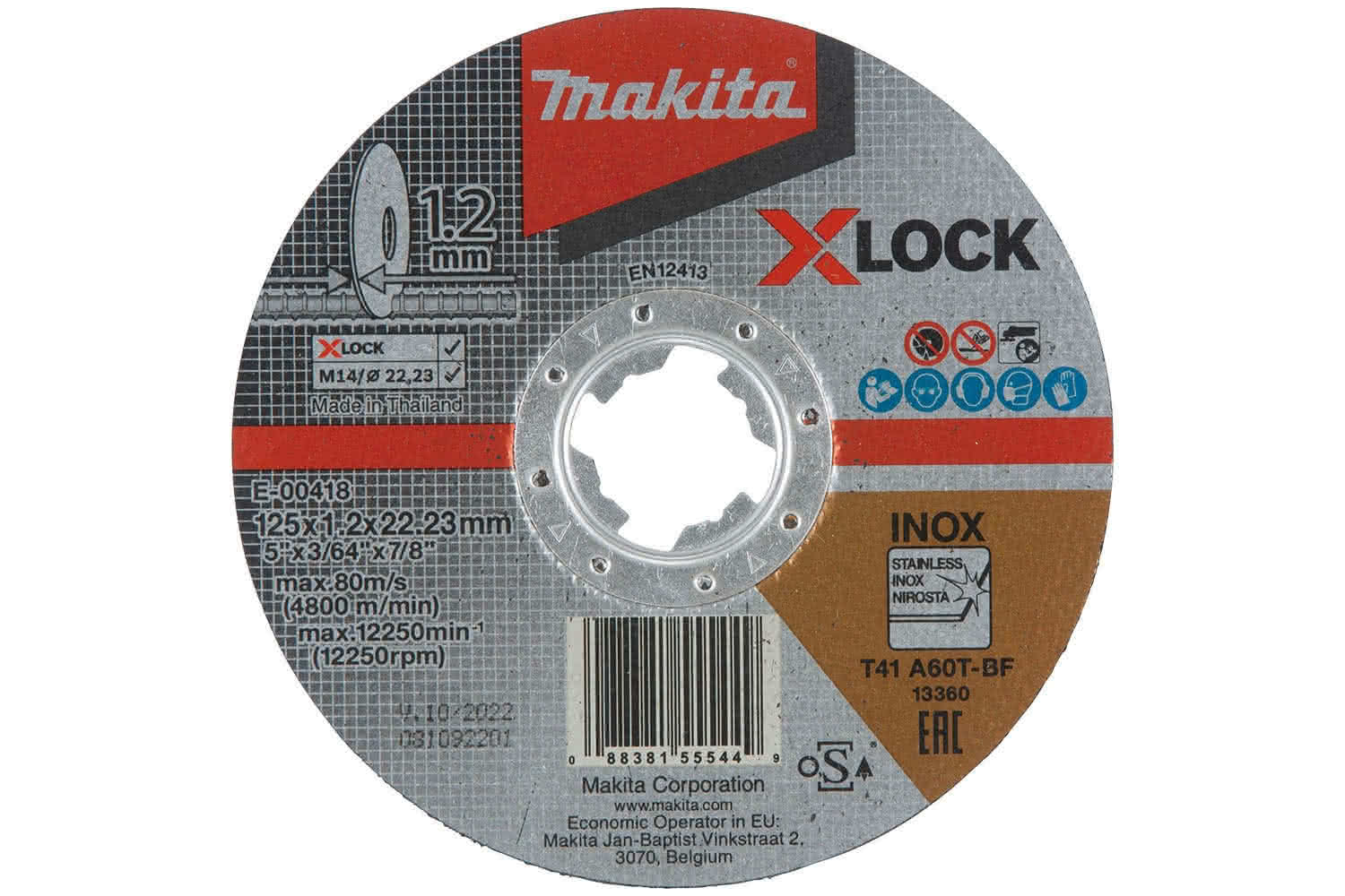 Makita Accessory Details XLOCK 125mm x 1.2 x 22.23 Thin Cutoff