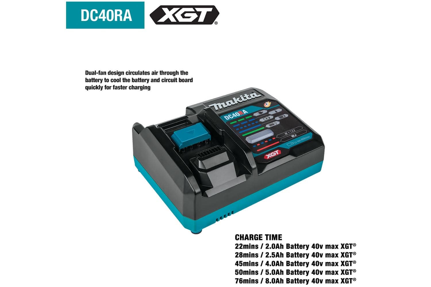 Makita - Product Details - DC40RA 40Vmax XGT Rapid Charger