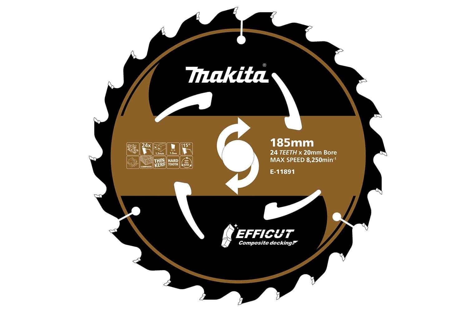 Makita Accessory Details EFFICUT 185mm Composite Decking Cutting Blades
