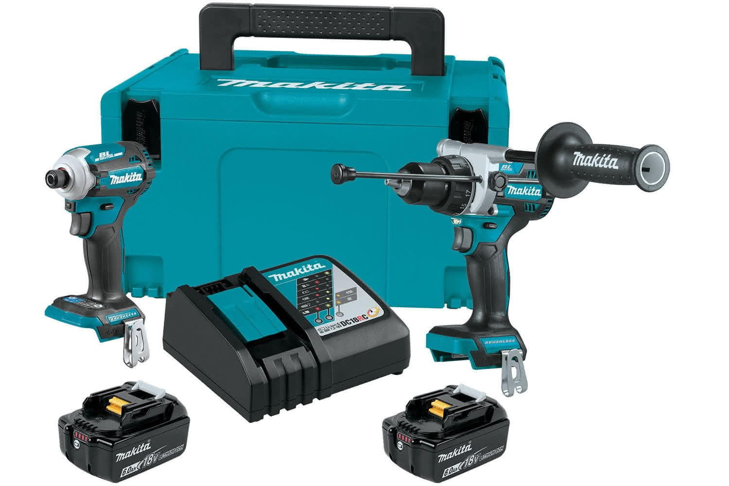 Makita Product Details DLX2411GJ 18V LXT Brushless 2Pc. Hammer Drill Driver / Impact Driver Kit